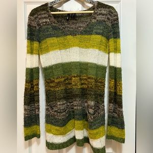 Ultra Flirt Tunic-Length Striped Sweater, Size XL